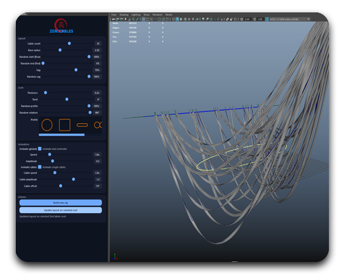 Procedural cable bundle generated in Maya with ZenCables