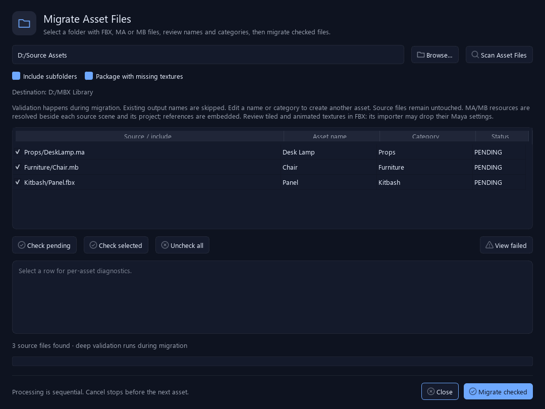 Review each source scene before migration.