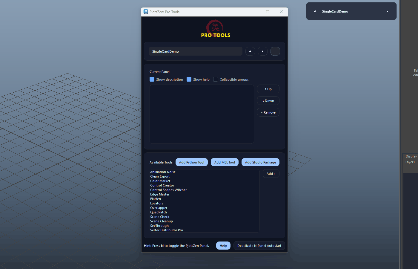 Available Tools – Add MEL Tool demo