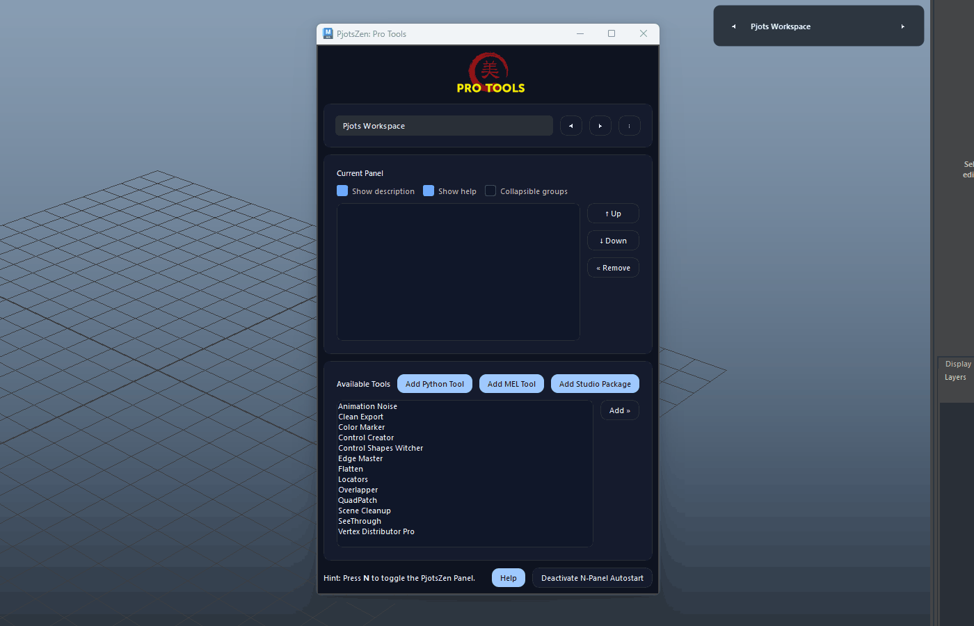 Panel Menu – Delete Panel demo
