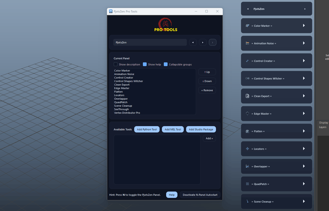 Panel Menu – Import Workflows demo