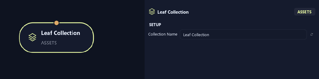 Asset Collection node with its setup settings in ZenGrove