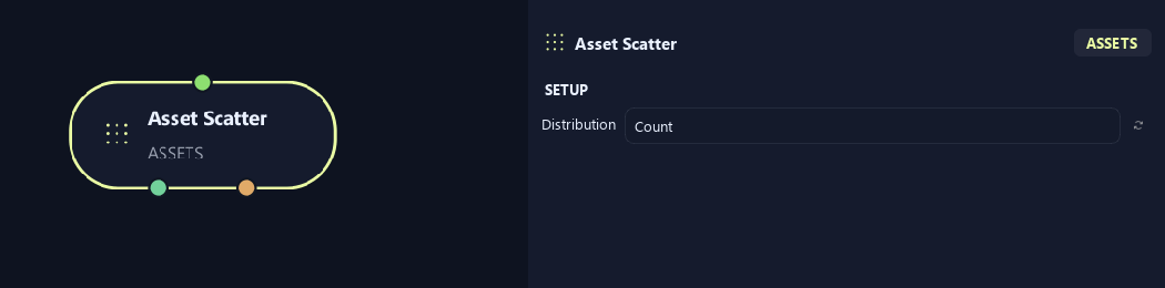Asset Scatter node with its setup settings in ZenGrove
