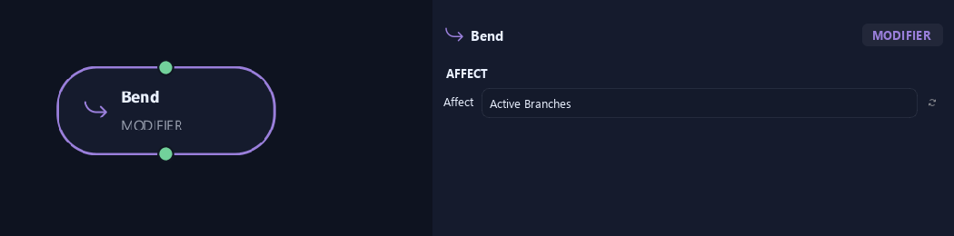 Bend node with its affect settings in ZenGrove