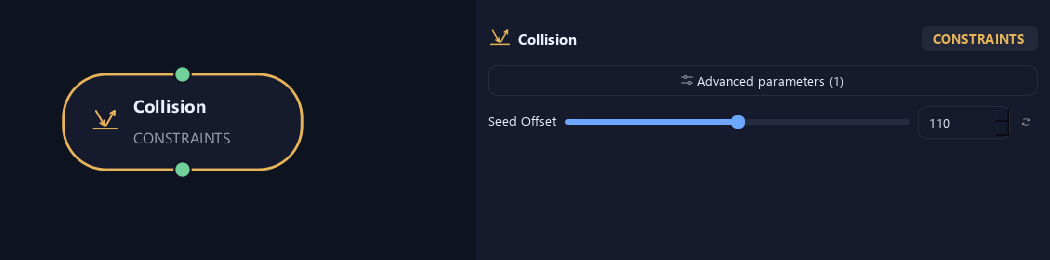 Collision node with its advanced settings in ZenGrove