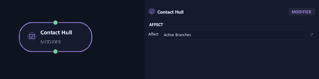Contact Hull node with its affect settings in ZenGrove