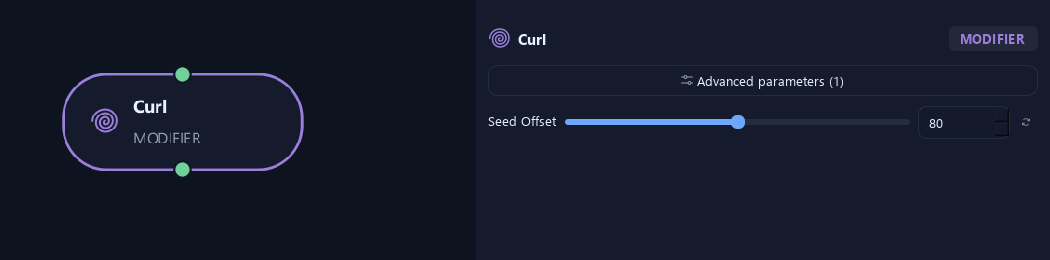 Curl node with its advanced settings in ZenGrove