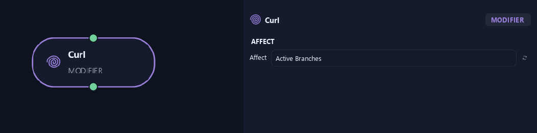 Curl node with its affect settings in ZenGrove