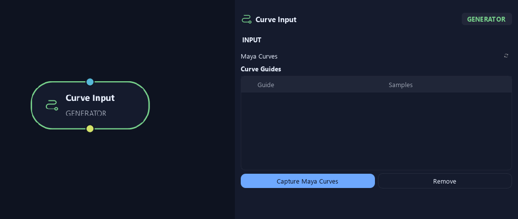 Curve Input node with its input settings in ZenGrove