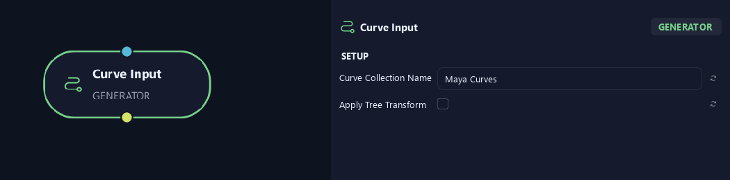 Curve Input node with its setup settings in ZenGrove