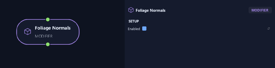 Foliage Normals node with its setup settings in ZenGrove