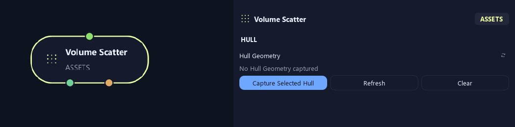 Volume Scatter node with its hull settings in ZenGrove