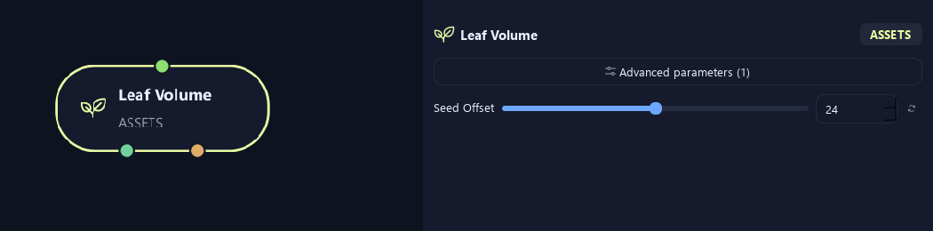 Leaf Volume node with its advanced settings in ZenGrove