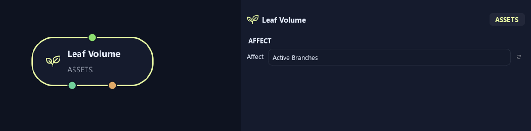 Leaf Volume node with its affect settings in ZenGrove