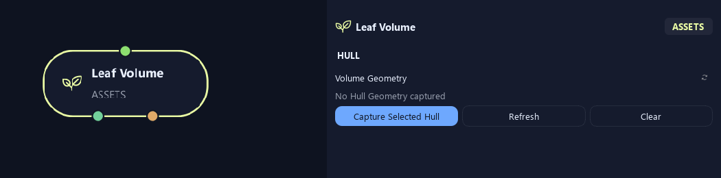 Leaf Volume node with its hull settings in ZenGrove