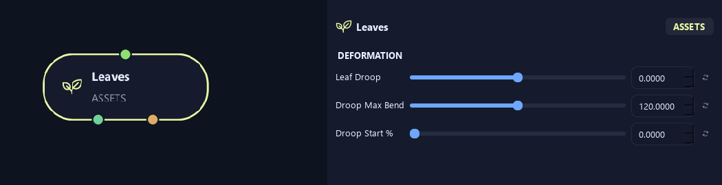 Leaves node with its deformation settings in ZenGrove