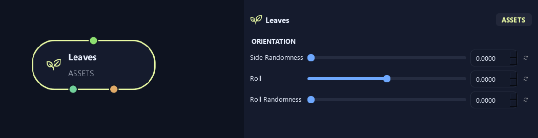 Leaves node with its orientation (2) settings in ZenGrove