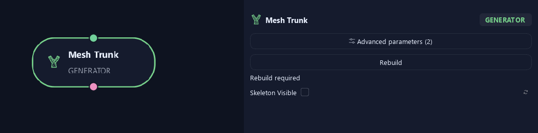 Mesh Trunk node with its advanced settings in ZenGrove