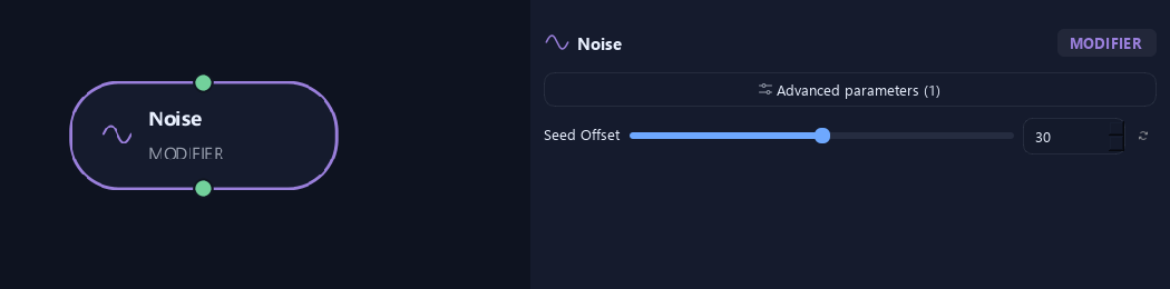 Noise node with its advanced settings in ZenGrove