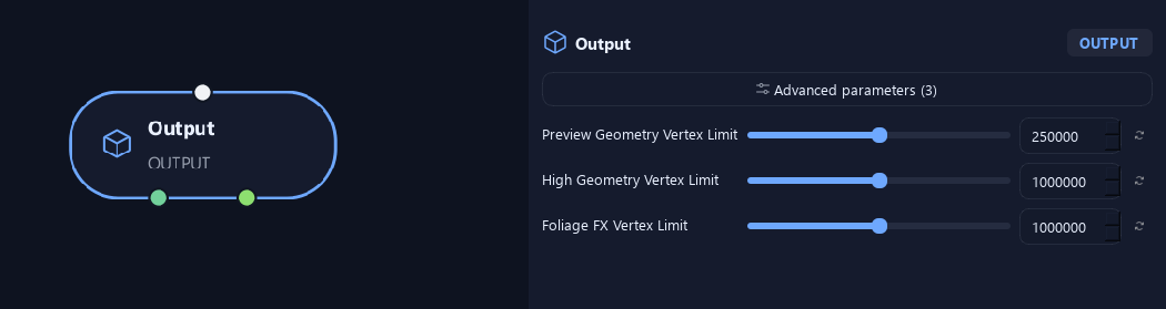Output node with its advanced settings in ZenGrove