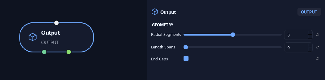 Output node with its geometry settings in ZenGrove