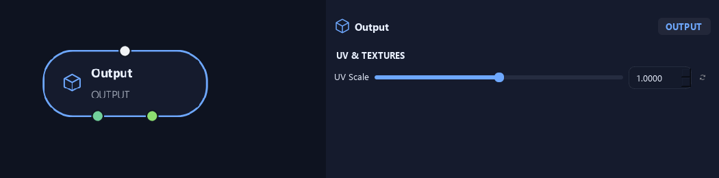 Output node with its uv & textures settings in ZenGrove