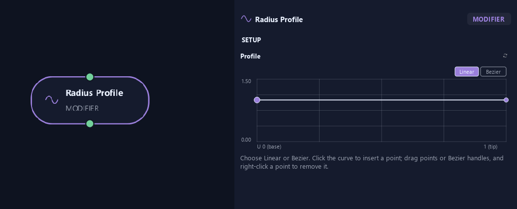 Radius Profile node with its setup settings in ZenGrove