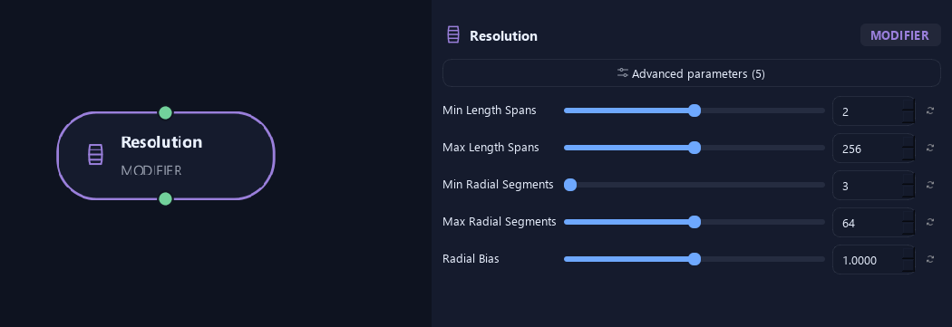 Resolution node with its advanced settings in ZenGrove