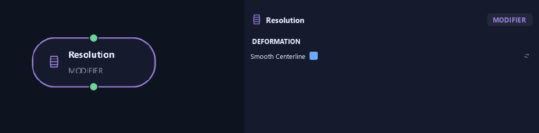 Resolution node with its deformation settings in ZenGrove