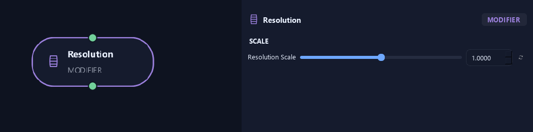 Resolution node with its scale settings in ZenGrove