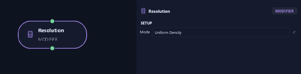 Resolution node with its setup settings in ZenGrove