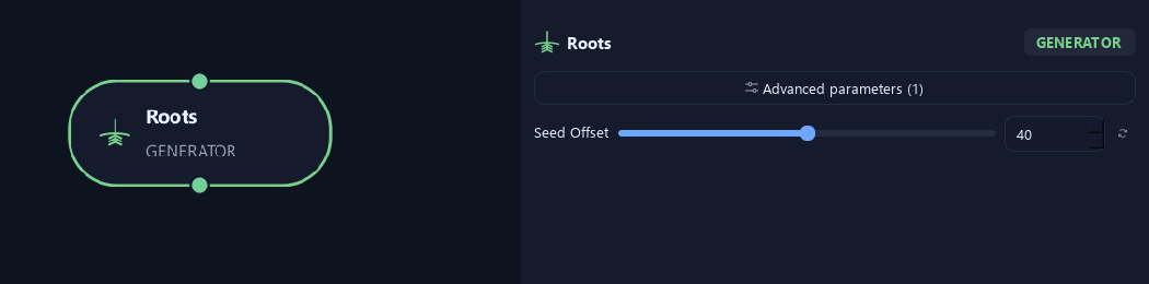 Roots node with its advanced settings in ZenGrove