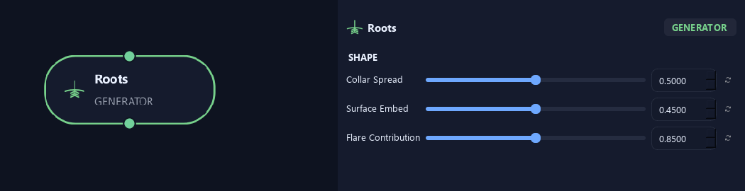 Roots node with its shape (2) settings in ZenGrove