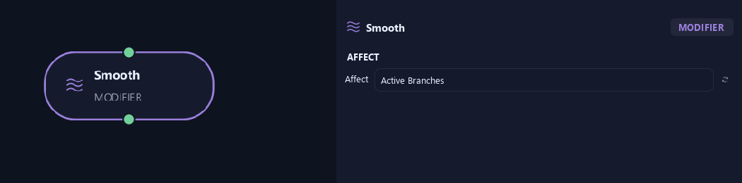 Smooth node with its affect settings in ZenGrove