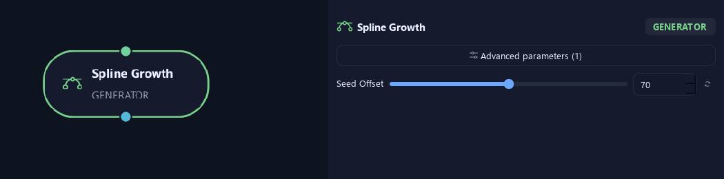 Spline Growth node with its advanced settings in ZenGrove