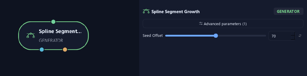 Spline Segment Growth node with its advanced settings in ZenGrove