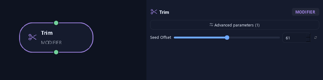 Trim node with its advanced settings in ZenGrove