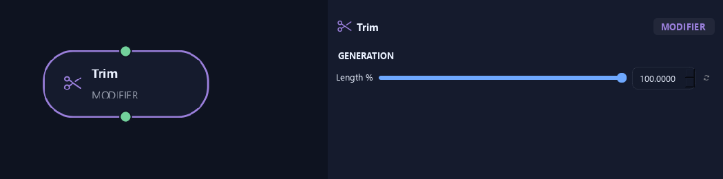 Trim node with its generation settings in ZenGrove