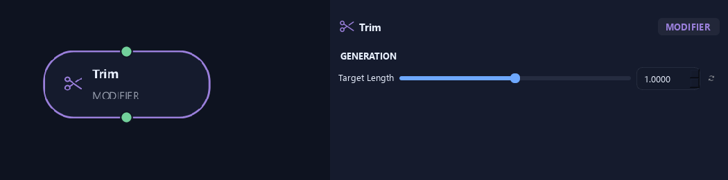 Trim node with its generation settings in ZenGrove