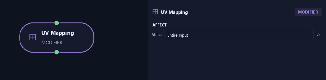UV Mapping node with its affect settings in ZenGrove
