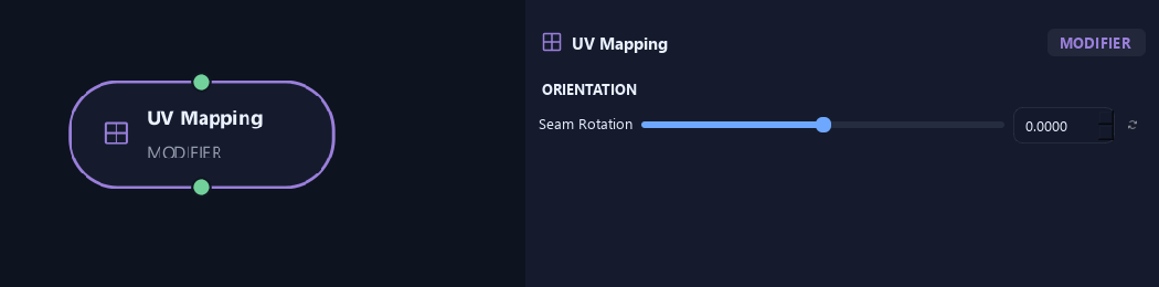 UV Mapping node with its orientation settings in ZenGrove