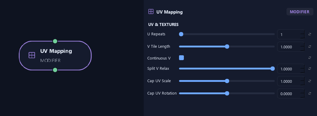 UV Mapping node with its uv & textures settings in ZenGrove