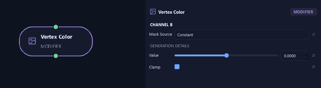 Vertex Color node with its channel b settings in ZenGrove