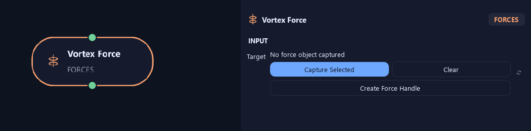 Vortex Force node with its input settings in ZenGrove