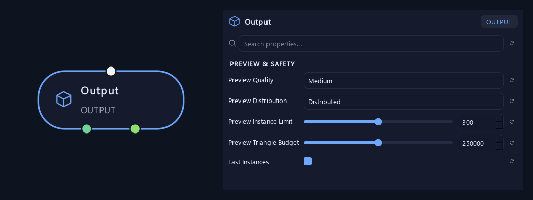 Output node with its preview & safety settings in ZenGrove