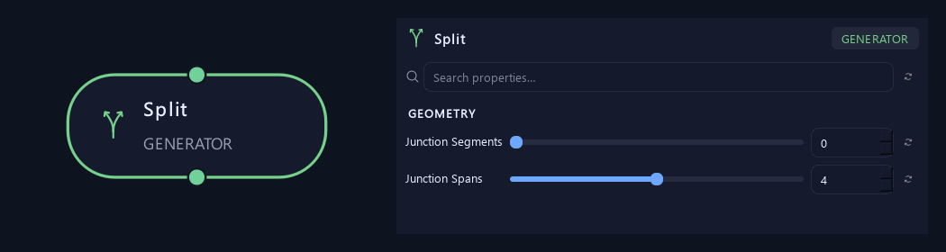 Split node with its geometry settings in ZenGrove