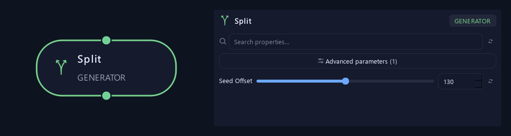 Split node with its advanced settings in ZenGrove